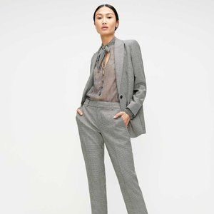 7 For All Mankind Houndstooth Chiffon Tie Neck Silk Blouse